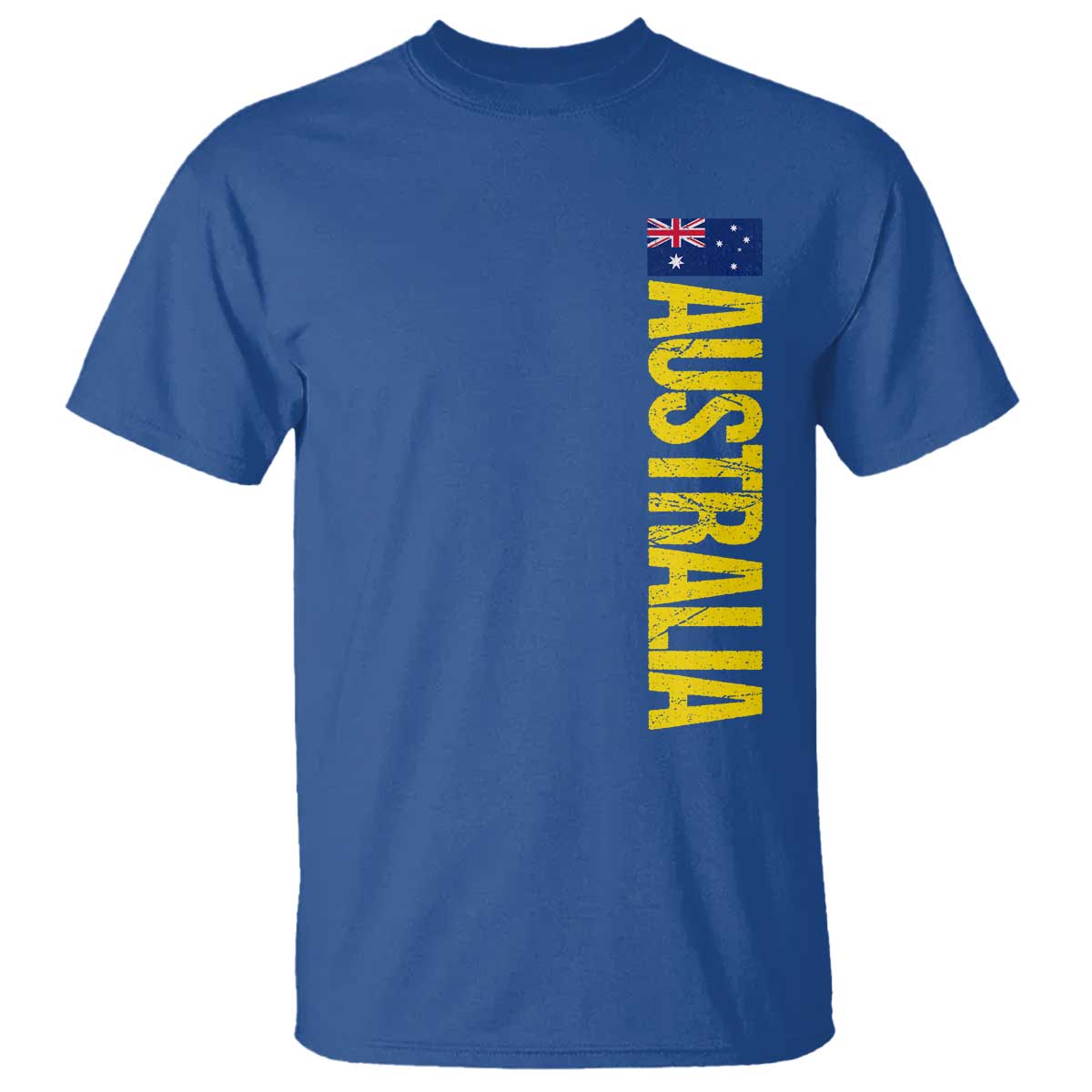 Australia Flag T Shirt Patriotic Country Pride Vertical Text Graphic TS10 Royal Blue Print Your Wear