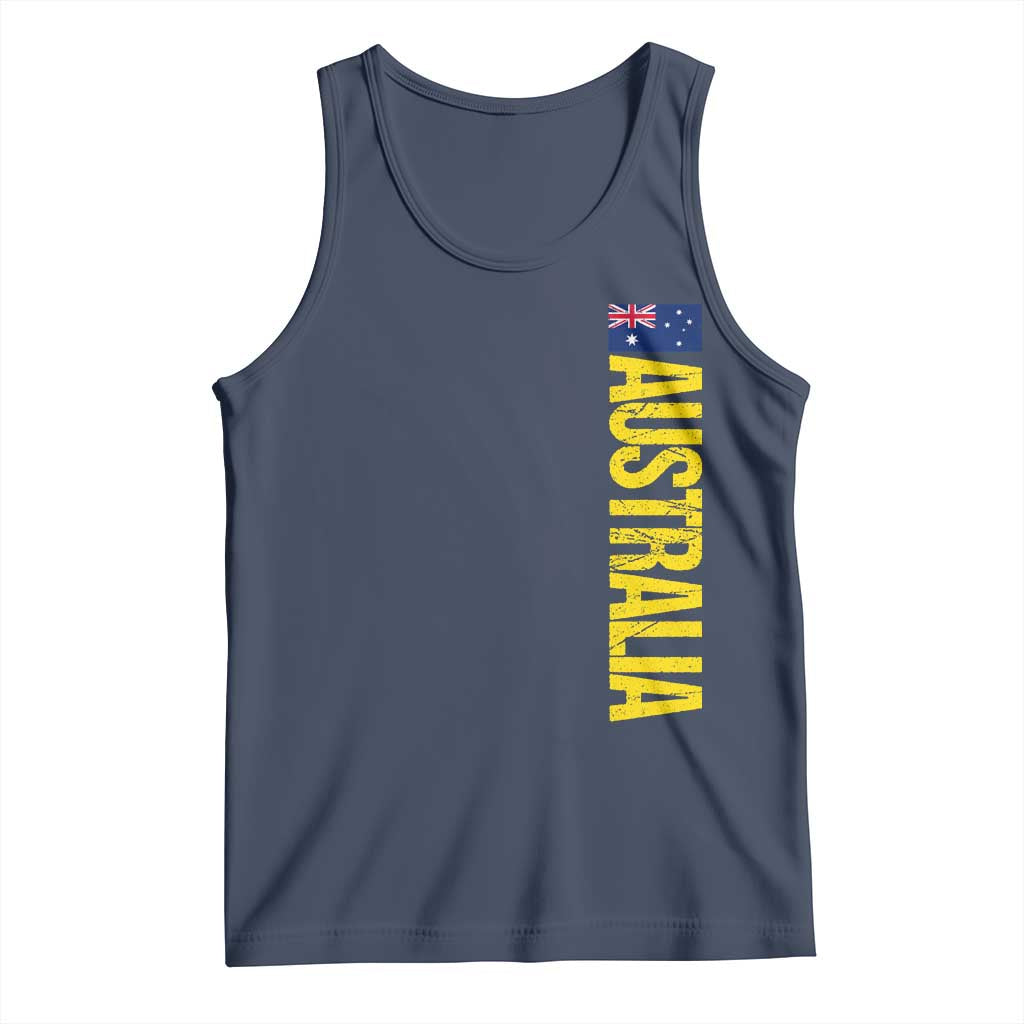 Australia Flag Tank Top Patriotic Country Pride Vertical Text Graphic TS10 Navy Print Your Wear