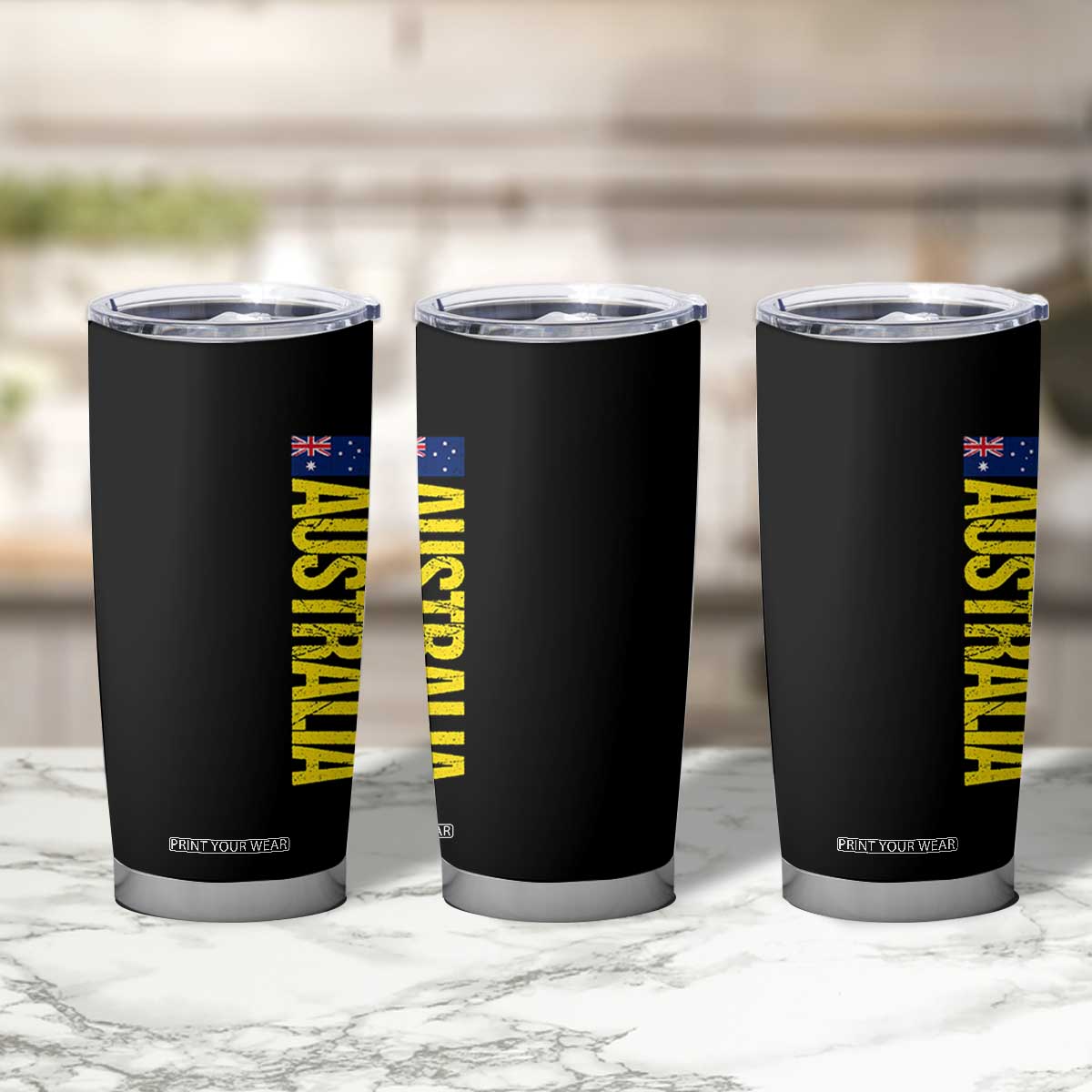Australia Flag Tumbler Cup Patriotic Country Pride Vertical Text Graphic TS10 Print Your Wear