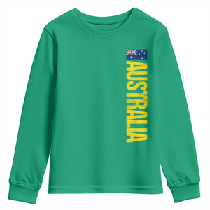 Australia Flag Youth Sweatshirt Patriotic Country Pride Vertical Text Graphic TS10 Irish Green Print Your Wear