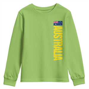Australia Flag Youth Sweatshirt Patriotic Country Pride Vertical Text Graphic TS10 Lime Print Your Wear