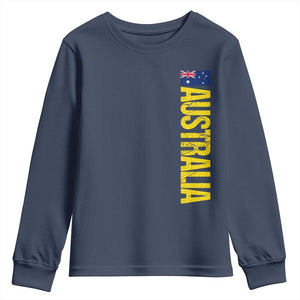 Australia Flag Youth Sweatshirt Patriotic Country Pride Vertical Text Graphic TS10 Navy Print Your Wear