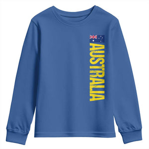 Australia Flag Youth Sweatshirt Patriotic Country Pride Vertical Text Graphic TS10 Royal Blue Print Your Wear