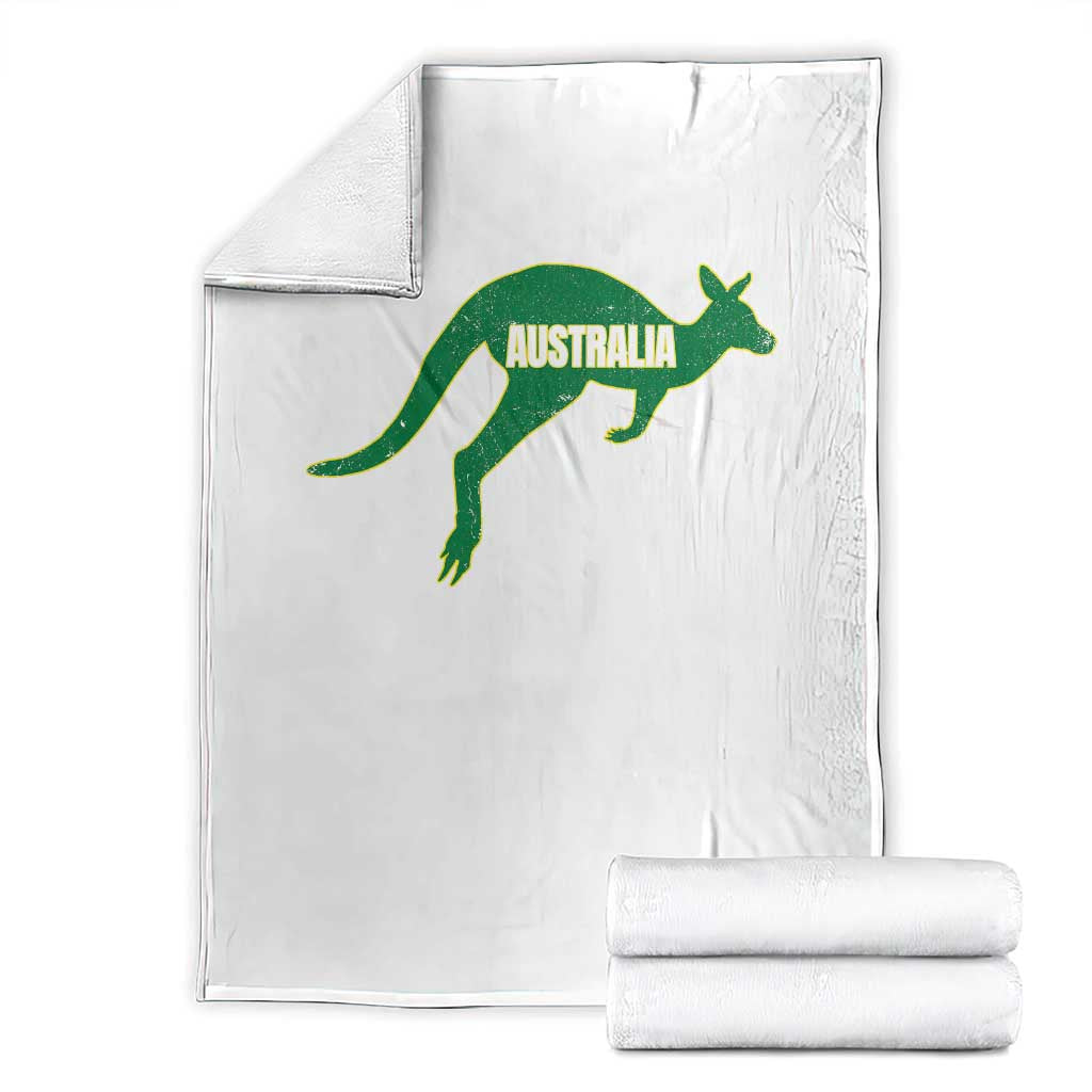 Vintage Kangaroo Australia Throw Blanket Patriotic Country Pride Graphic Aussie Roo Kangaroo TS10 White Print Your Wear