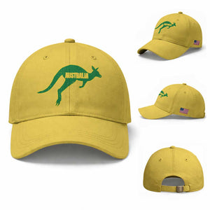 Vintage Kangaroo Australia Baseball Cap Patriotic Country Pride Graphic Aussie Roo Kangaroo TS10 Baseball Cap Universal Fit Yellow Print Your Wear
