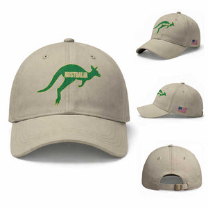 Vintage Kangaroo Australia Baseball Cap Patriotic Country Pride Graphic Aussie Roo Kangaroo TS10 Baseball Cap Universal Fit Beige Print Your Wear
