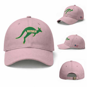 Vintage Kangaroo Australia Baseball Cap Patriotic Country Pride Graphic Aussie Roo Kangaroo TS10 Baseball Cap Universal Fit Light Pink Print Your Wear