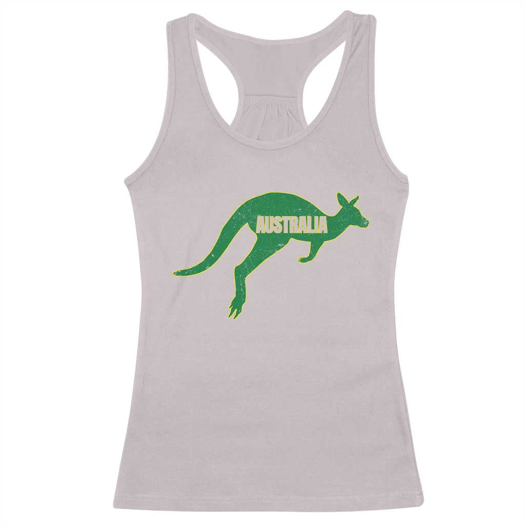 Vintage Kangaroo Australia Racerback Tank Top Patriotic Country Pride Graphic Aussie Roo Kangaroo TS10 Ice Gray Print Your Wear
