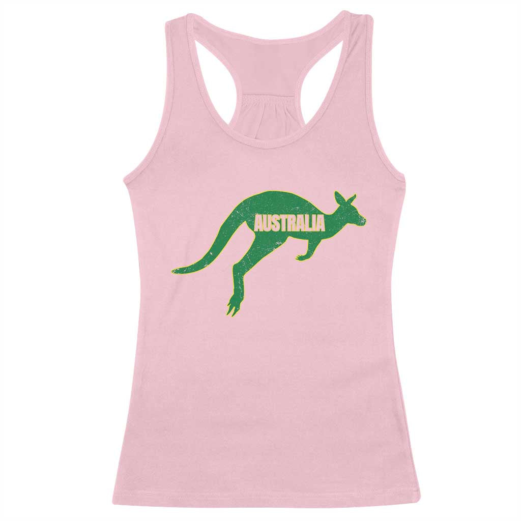 Vintage Kangaroo Australia Racerback Tank Top Patriotic Country Pride Graphic Aussie Roo Kangaroo TS10 Light Pink Print Your Wear