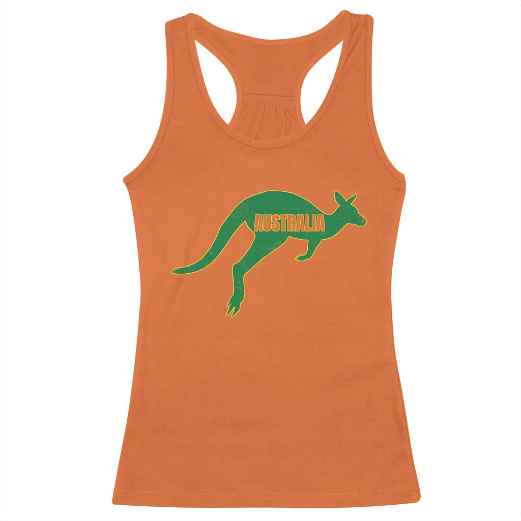 Vintage Kangaroo Australia Racerback Tank Top Patriotic Country Pride Graphic Aussie Roo Kangaroo TS10 Orange Print Your Wear