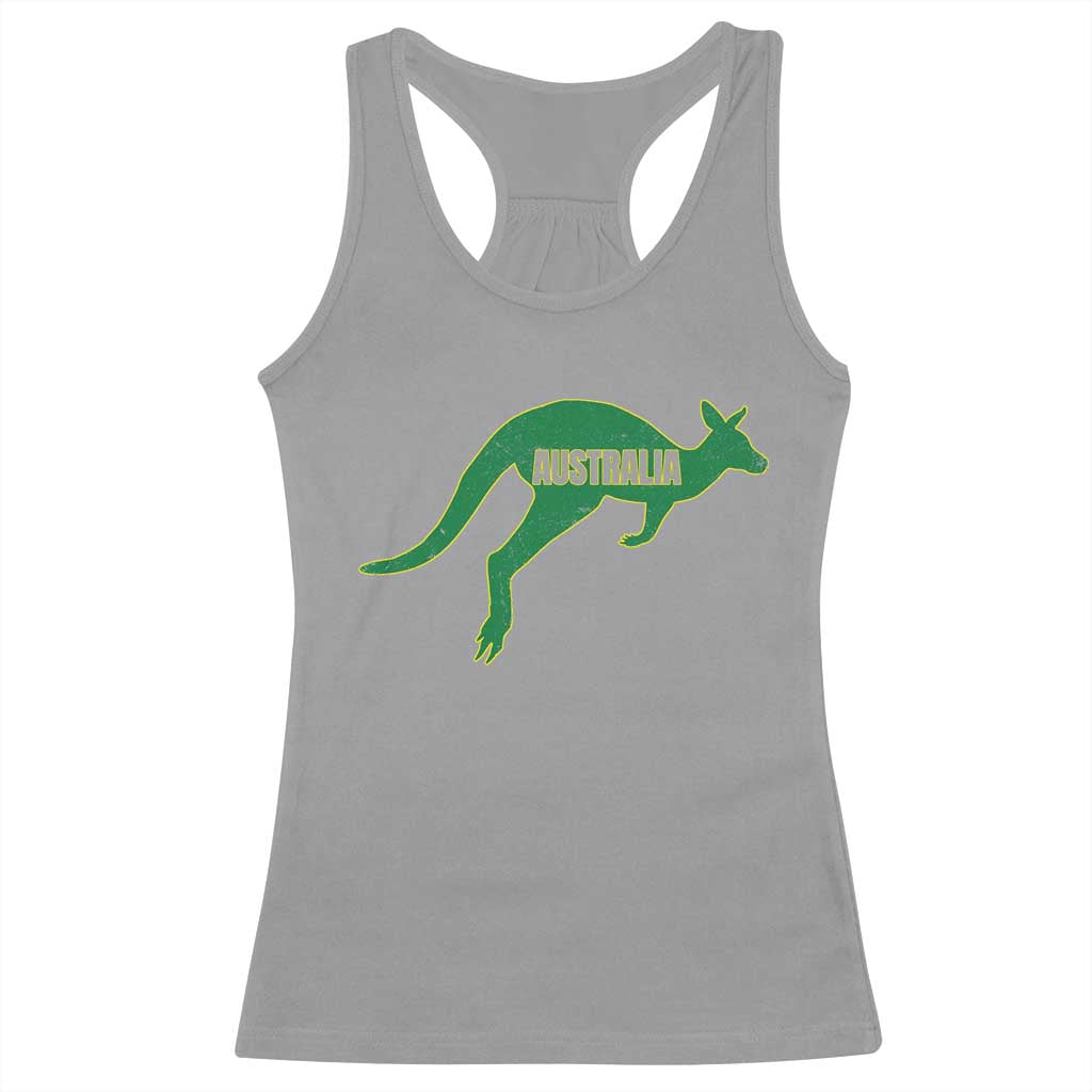 Vintage Kangaroo Australia Racerback Tank Top Patriotic Country Pride Graphic Aussie Roo Kangaroo TS10 Sport Gray Print Your Wear