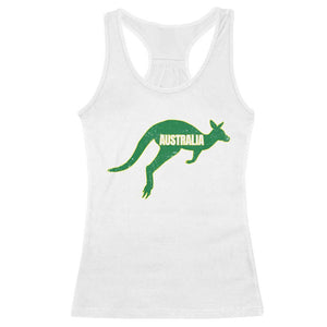 Vintage Kangaroo Australia Racerback Tank Top Patriotic Country Pride Graphic Aussie Roo Kangaroo TS10 White Print Your Wear