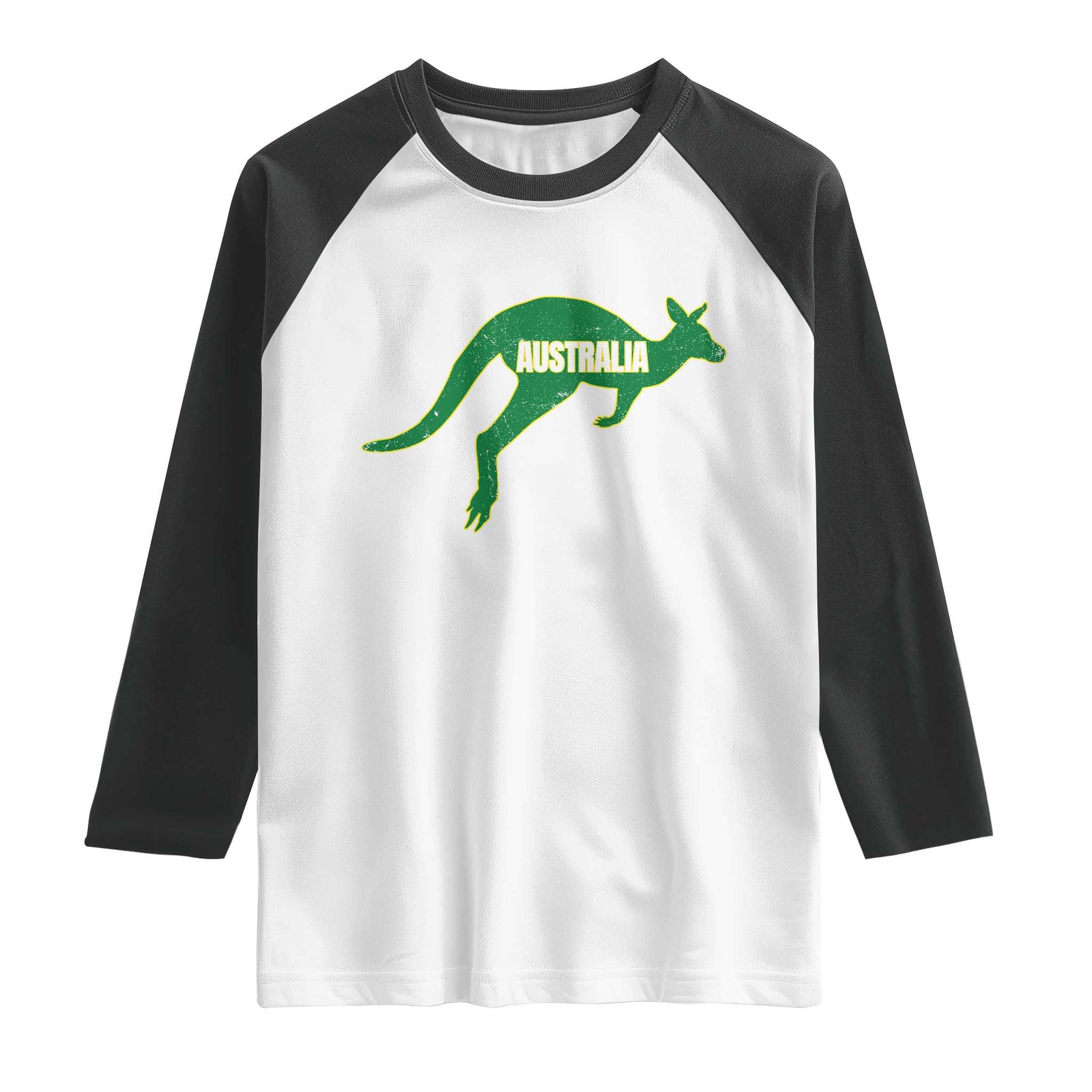 Vintage Kangaroo Australia Raglan Shirt Patriotic Country Pride Graphic Aussie Roo Kangaroo TS10 White Black Print Your Wear