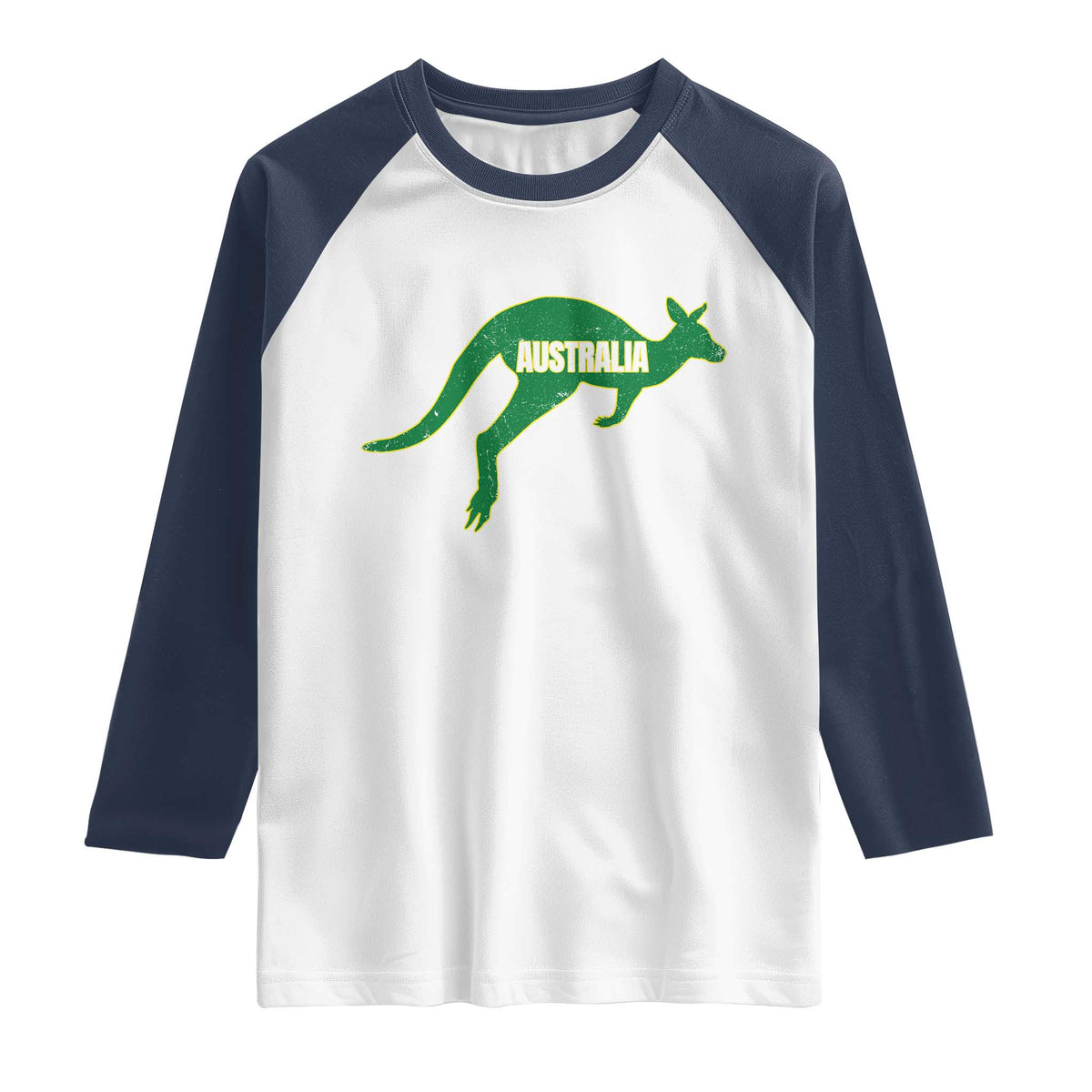Vintage Kangaroo Australia Raglan Shirt Patriotic Country Pride Graphic Aussie Roo Kangaroo TS10 White Navy Print Your Wear