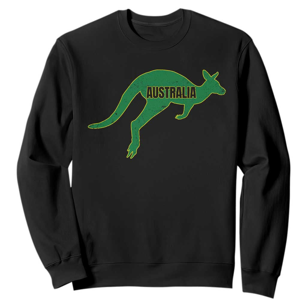 Vintage Kangaroo Australia Sweatshirt Patriotic Country Pride Graphic Aussie Roo Kangaroo TS10 Black Print Your Wear