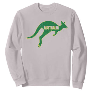 Vintage Kangaroo Australia Sweatshirt Patriotic Country Pride Graphic Aussie Roo Kangaroo TS10 Ice Gray Print Your Wear