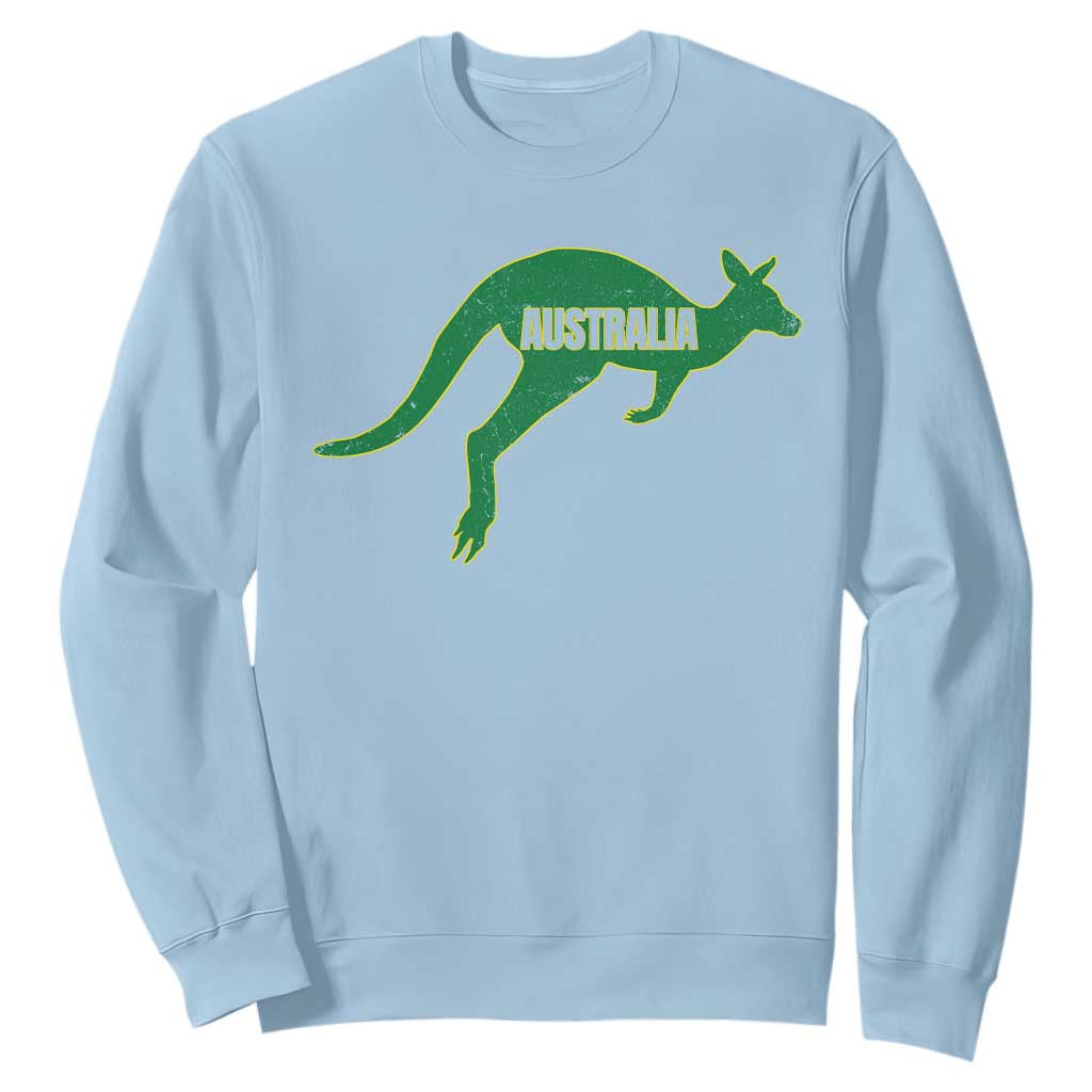 Vintage Kangaroo Australia Sweatshirt Patriotic Country Pride Graphic Aussie Roo Kangaroo TS10 Light Blue Print Your Wear