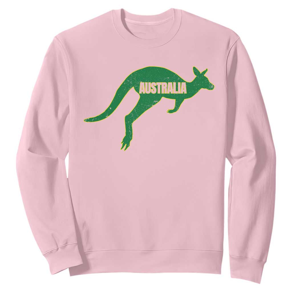 Vintage Kangaroo Australia Sweatshirt Patriotic Country Pride Graphic Aussie Roo Kangaroo TS10 Light Pink Print Your Wear