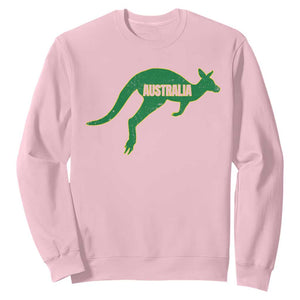 Vintage Kangaroo Australia Sweatshirt Patriotic Country Pride Graphic Aussie Roo Kangaroo TS10 Light Pink Print Your Wear