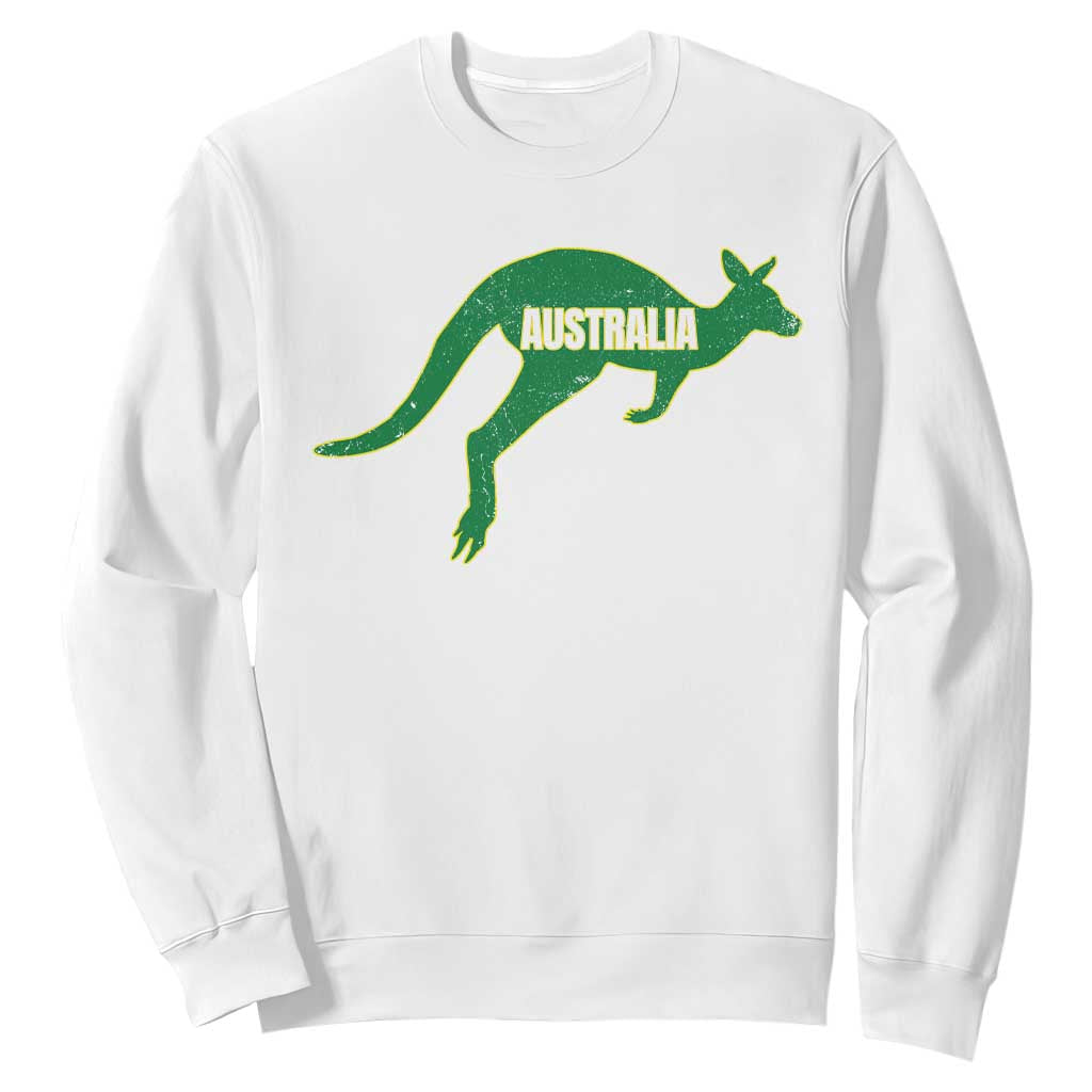 Vintage Kangaroo Australia Sweatshirt Patriotic Country Pride Graphic Aussie Roo Kangaroo TS10 White Print Your Wear