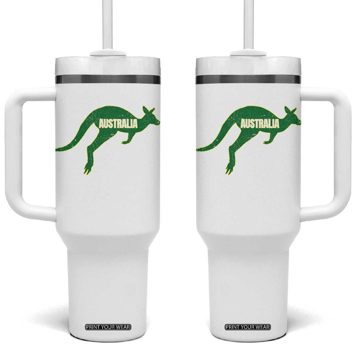 Vintage Kangaroo Australia Tumbler With Handle Patriotic Country Pride Graphic Aussie Roo Kangaroo TS10 One Size: 40 oz White Print Your Wear