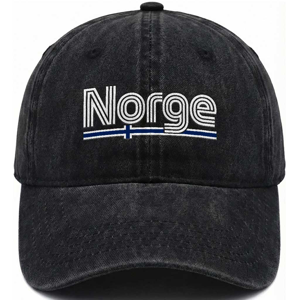 Retro Vintage Norge Flag Washed Cotton Baseball Cap Norway Norwegian Pride Heritage Scandinavian TS10 Print Your Wear