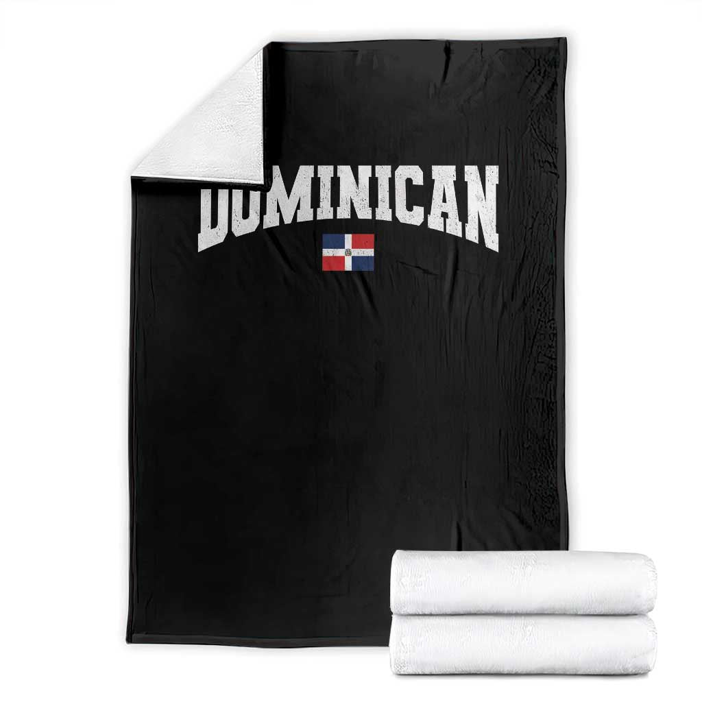 Vintage Dominican Republic Flag Throw Blanket Retro Varsity Caribbean Pride Heritage Gift TS10 Black Print Your Wear