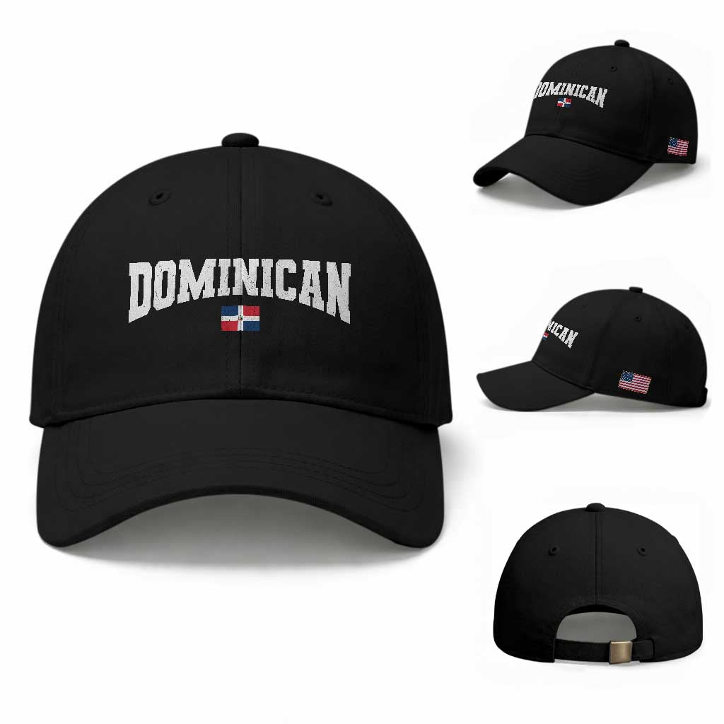Vintage Dominican Republic Flag Baseball Cap Retro Varsity Caribbean Pride Heritage Gift TS10 Baseball Cap Universal Fit Black Print Your Wear