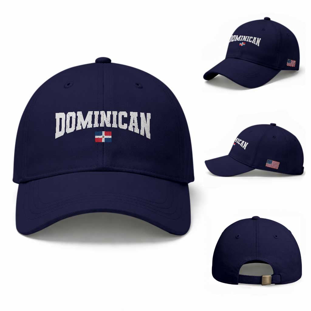 Vintage Dominican Republic Flag Baseball Cap Retro Varsity Caribbean Pride Heritage Gift TS10 Baseball Cap Universal Fit Dark Blue Print Your Wear