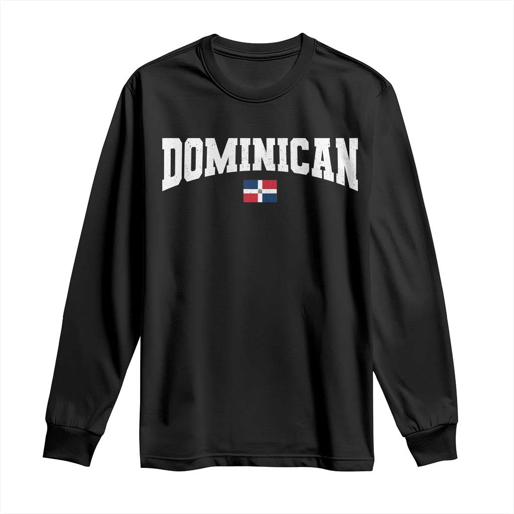 Vintage Dominican Republic Flag Long Sleeve Shirt Retro Varsity Caribbean Pride Heritage Gift TS10 Black Print Your Wear