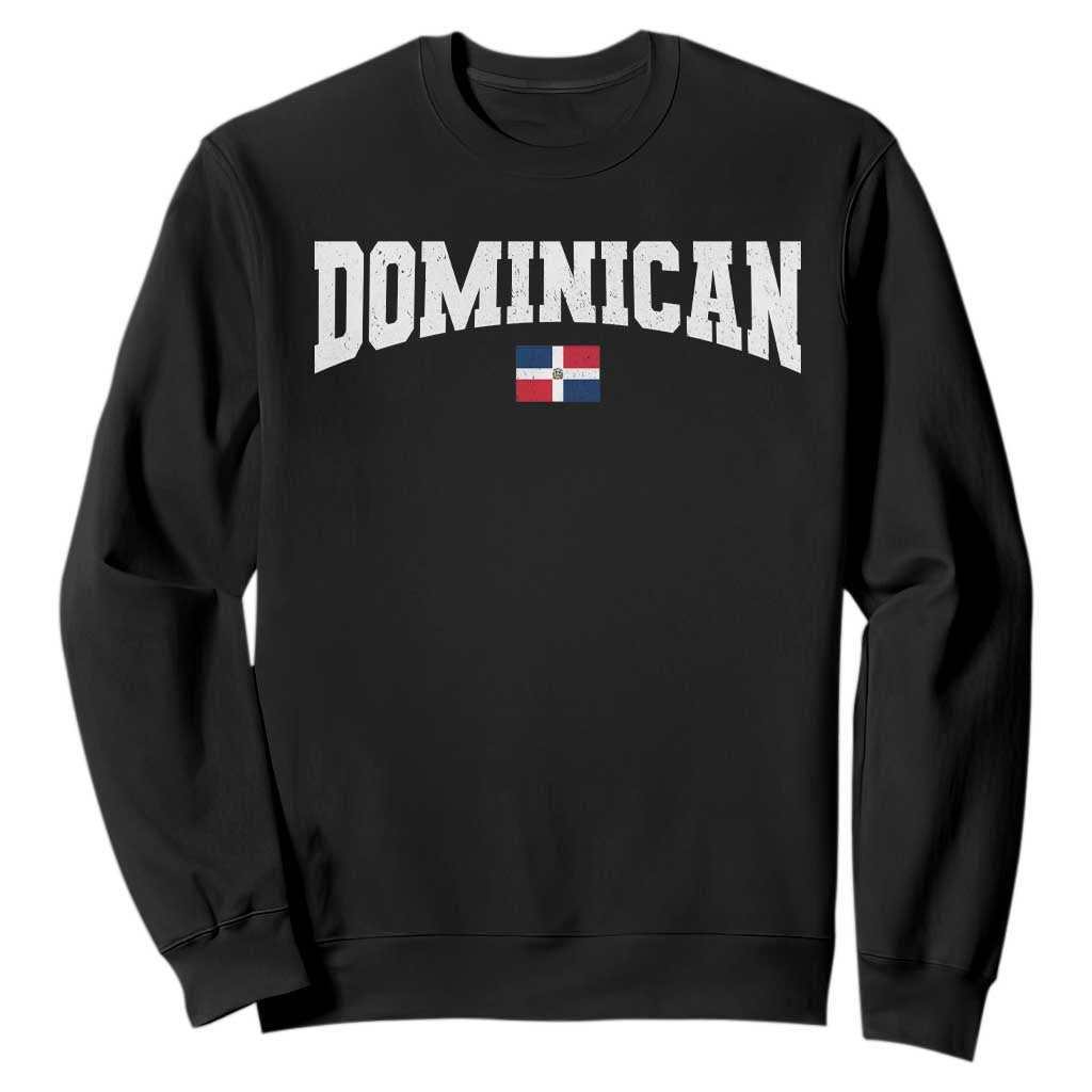 Vintage Dominican Republic Flag Sweatshirt Retro Varsity Caribbean Pride Heritage Gift TS10 Black Print Your Wear
