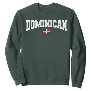 Vintage Dominican Republic Flag Sweatshirt Retro Varsity Caribbean Pride Heritage Gift TS10 Dark Forest Green Print Your Wear