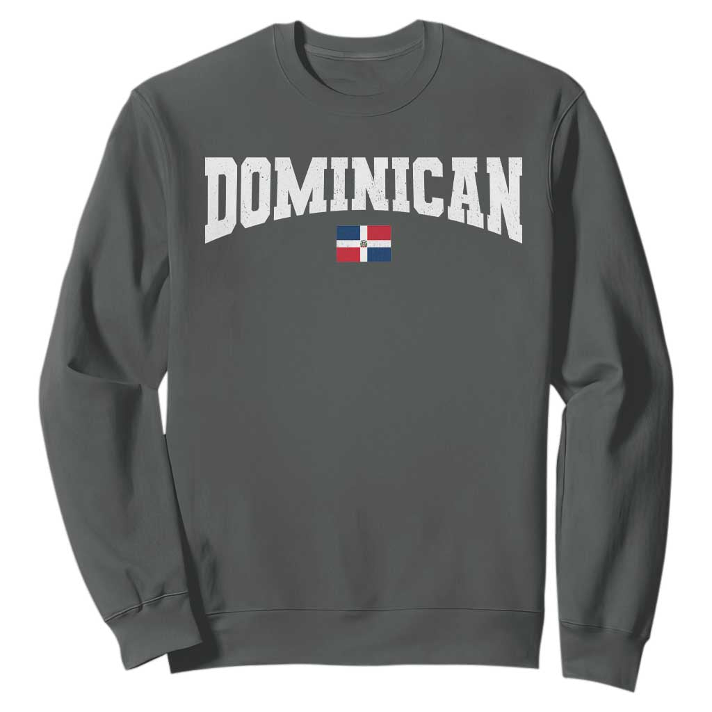 Vintage Dominican Republic Flag Sweatshirt Retro Varsity Caribbean Pride Heritage Gift TS10 Dark Heather Print Your Wear