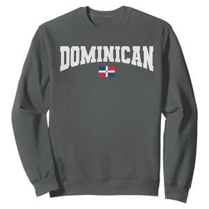 Vintage Dominican Republic Flag Sweatshirt Retro Varsity Caribbean Pride Heritage Gift TS10 Dark Heather Print Your Wear