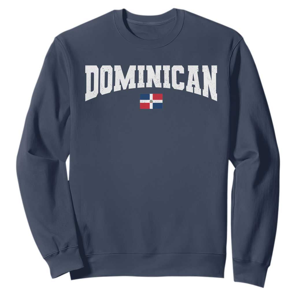 Vintage Dominican Republic Flag Sweatshirt Retro Varsity Caribbean Pride Heritage Gift TS10 Navy Print Your Wear