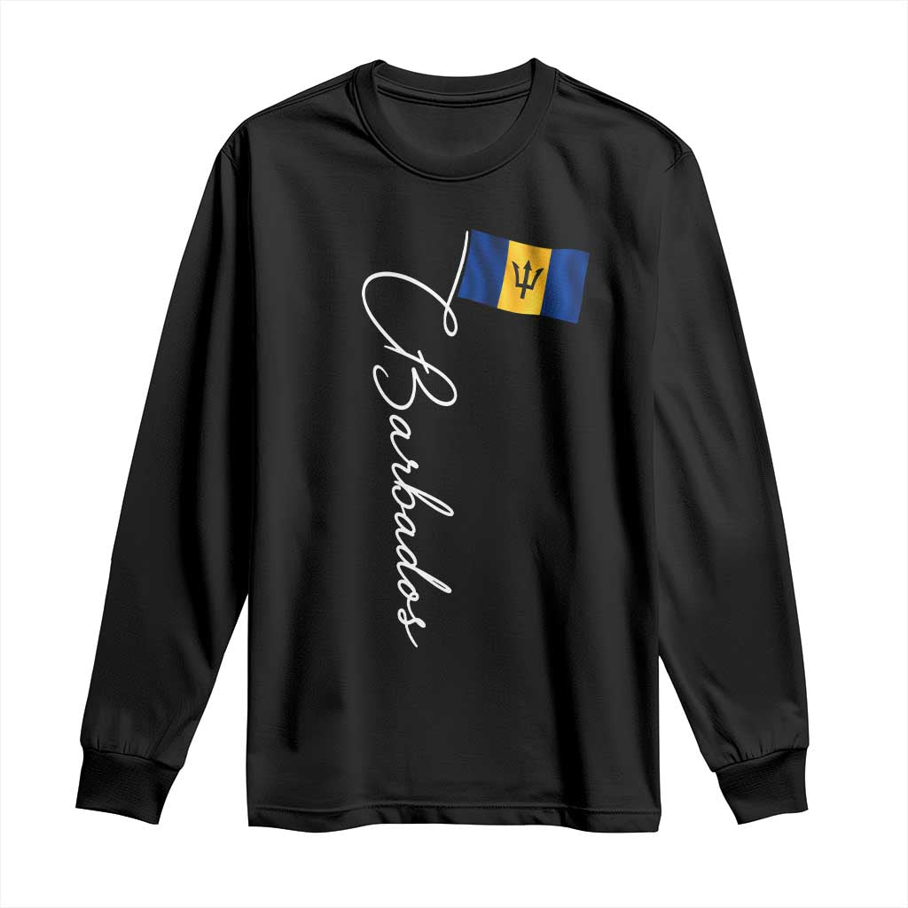 Barbados Flag Long Sleeve Shirt Elegant Barbados Pride Patriotic Island Heritage Gift TS10 Black Print Your Wear