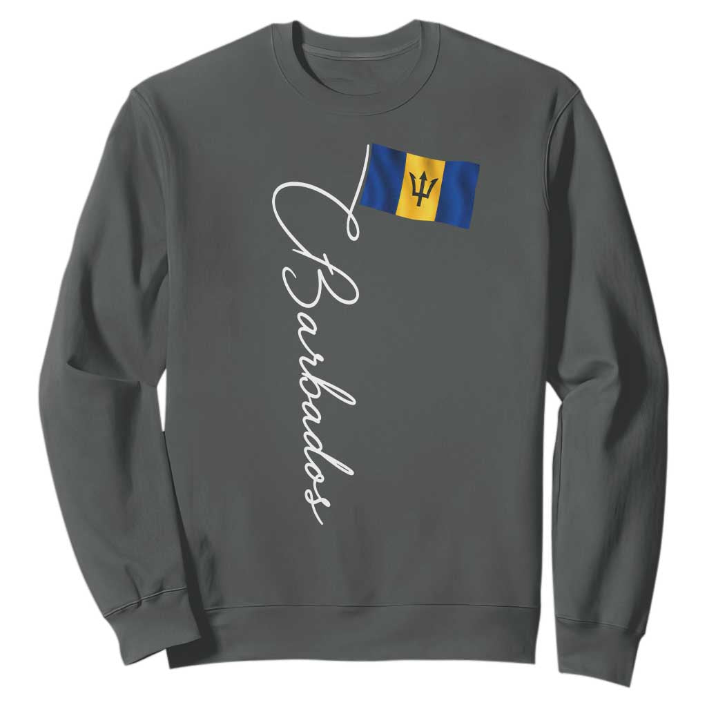 Barbados Flag Sweatshirt Elegant Barbados Pride Patriotic Island Heritage Gift TS10 Dark Heather Print Your Wear