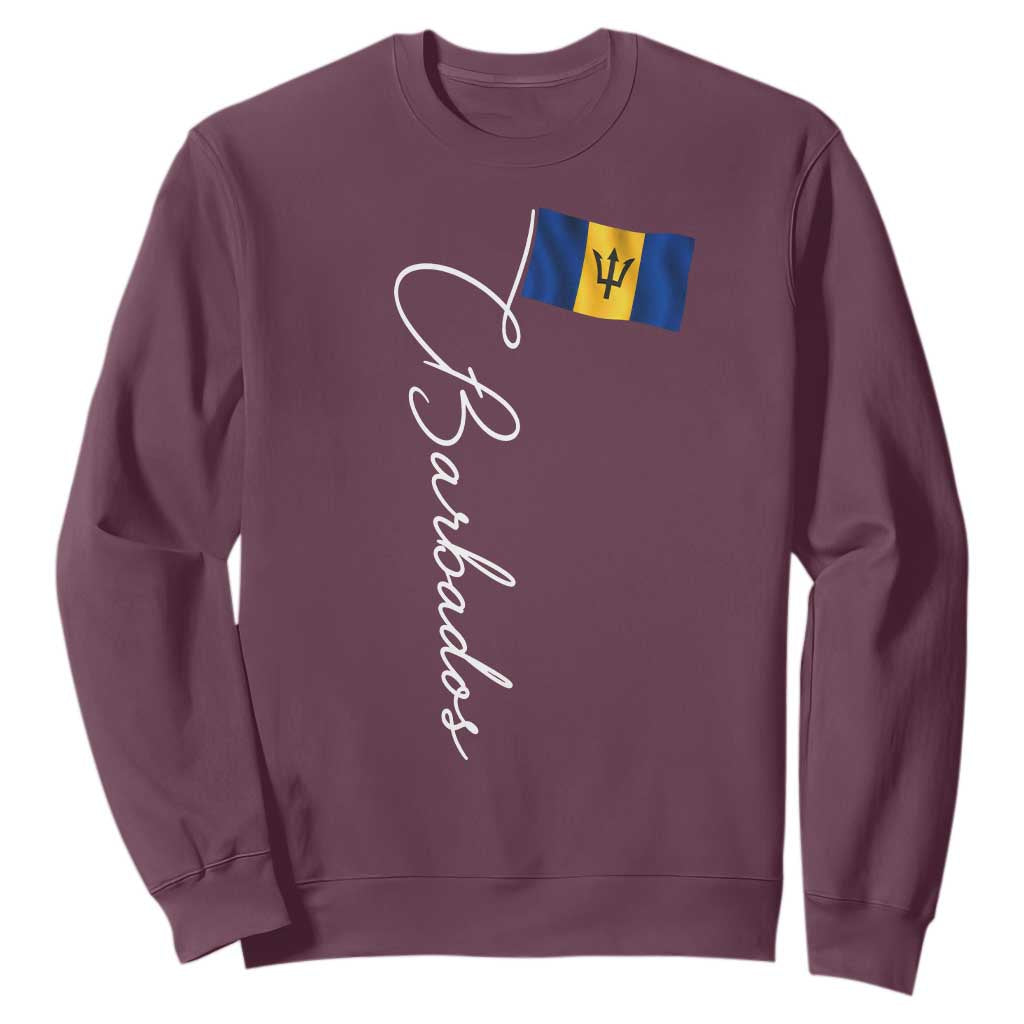 Barbados Flag Sweatshirt Elegant Barbados Pride Patriotic Island Heritage Gift TS10 Maroon Print Your Wear
