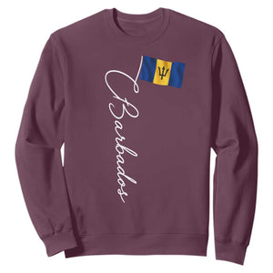 Barbados Flag Sweatshirt Elegant Barbados Pride Patriotic Island Heritage Gift TS10 Maroon Print Your Wear