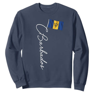 Barbados Flag Sweatshirt Elegant Barbados Pride Patriotic Island Heritage Gift TS10 Navy Print Your Wear