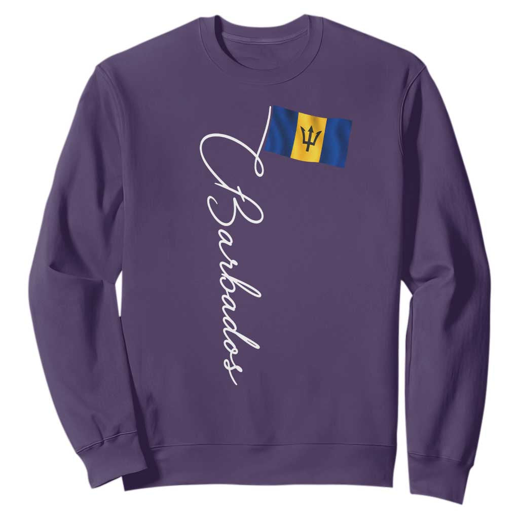 Barbados Flag Sweatshirt Elegant Barbados Pride Patriotic Island Heritage Gift TS10 Purple Print Your Wear