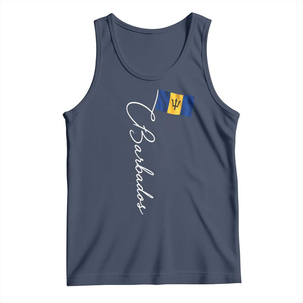 Barbados Flag Tank Top Elegant Barbados Pride Patriotic Island Heritage Gift TS10 Navy Print Your Wear
