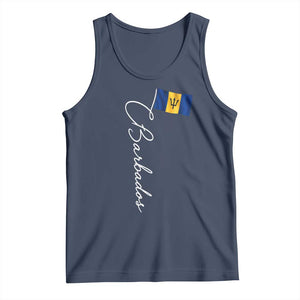 Barbados Flag Tank Top Elegant Barbados Pride Patriotic Island Heritage Gift TS10 Navy Print Your Wear