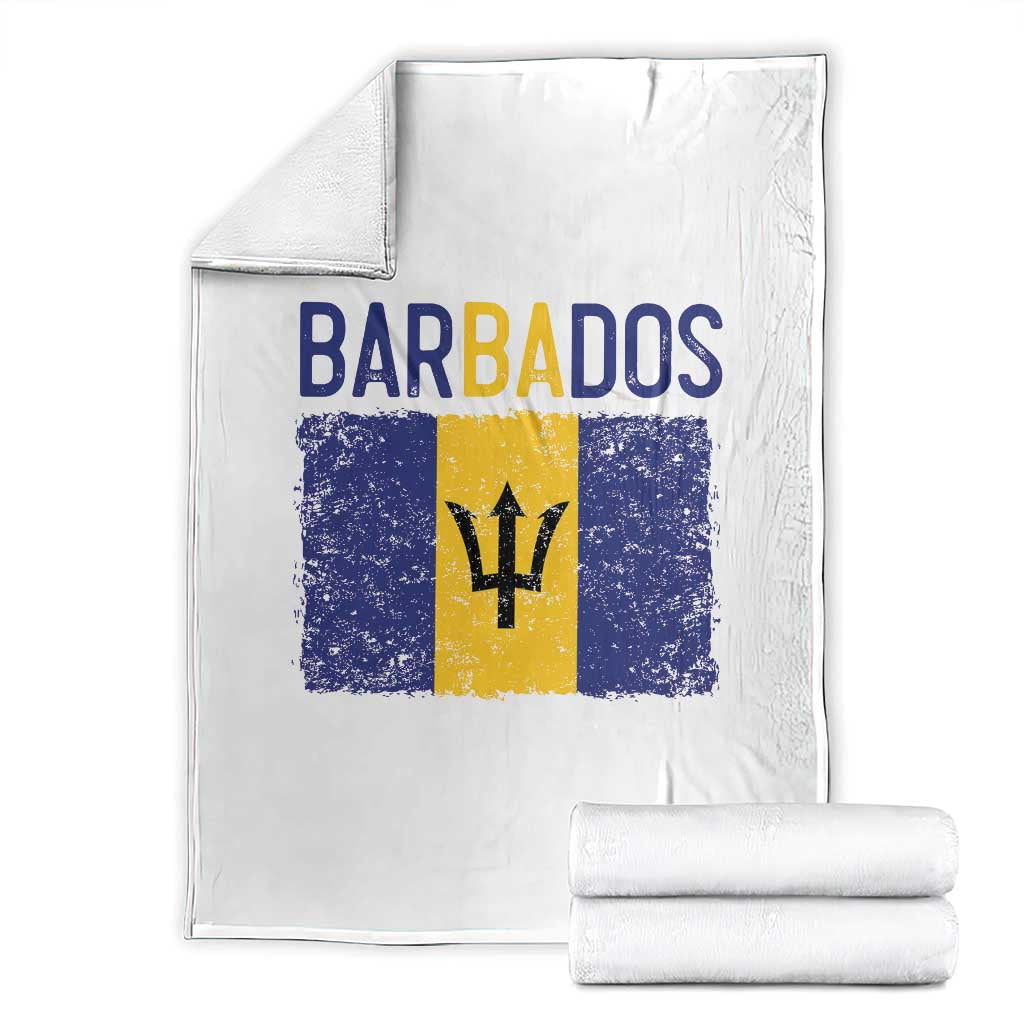 Vintage Distressed Barbados Flag Throw Blanket Bajan Caribbean Heritage Patriotic Pride Gift TS10 White Print Your Wear