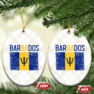 Vintage Distressed Barbados Flag Ceramic Ornament Bajan Caribbean Heritage Patriotic Pride Gift TS10 Print Your Wear