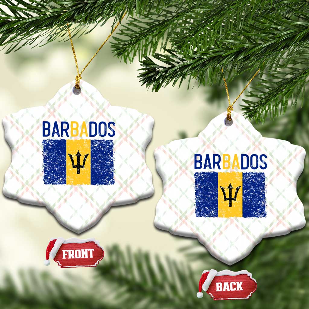 Vintage Distressed Barbados Flag Ceramic Ornament Bajan Caribbean Heritage Patriotic Pride Gift TS10 Print Your Wear