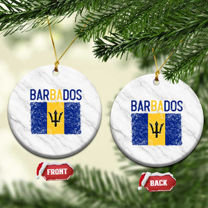 Vintage Distressed Barbados Flag Ceramic Ornament Bajan Caribbean Heritage Patriotic Pride Gift TS10 1pc White Marble Print Your Wear