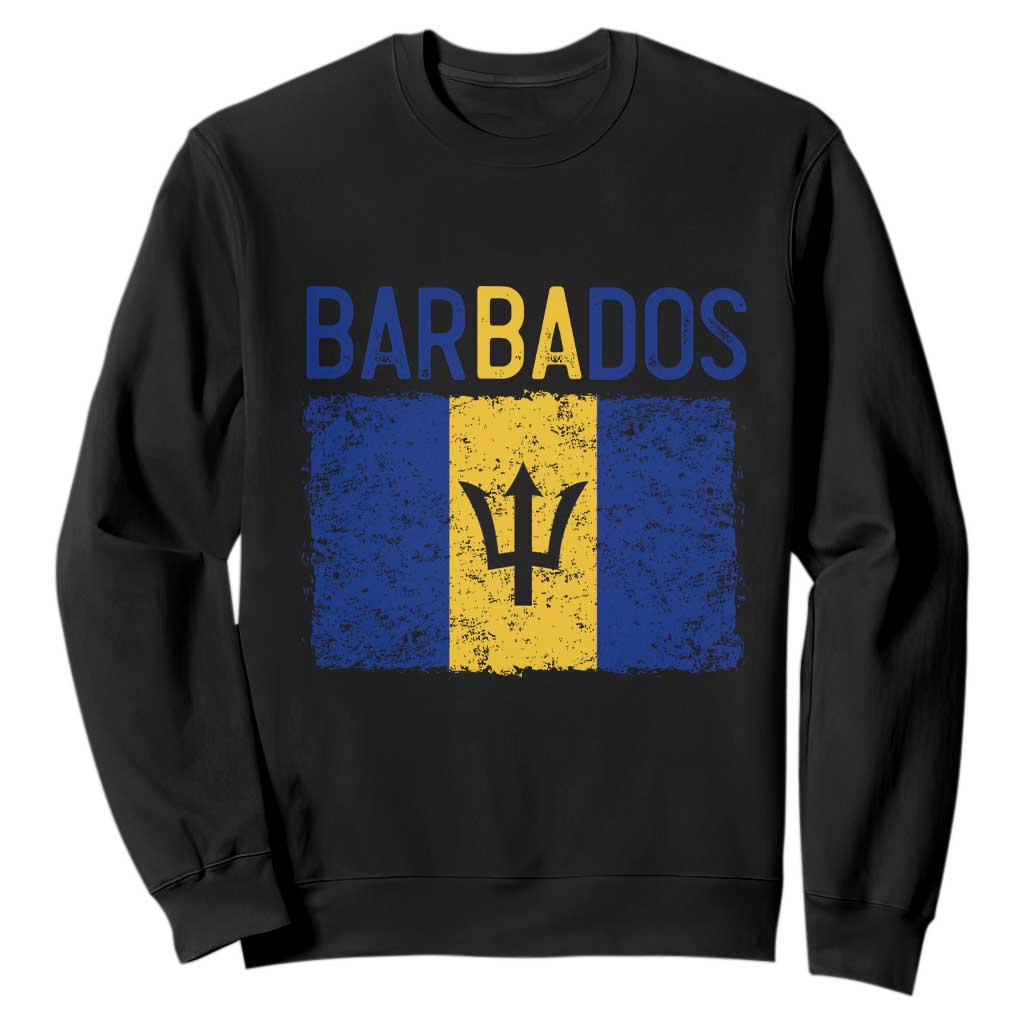 Vintage Distressed Barbados Flag Sweatshirt Bajan Caribbean Heritage Patriotic Pride Gift TS10 Black Print Your Wear
