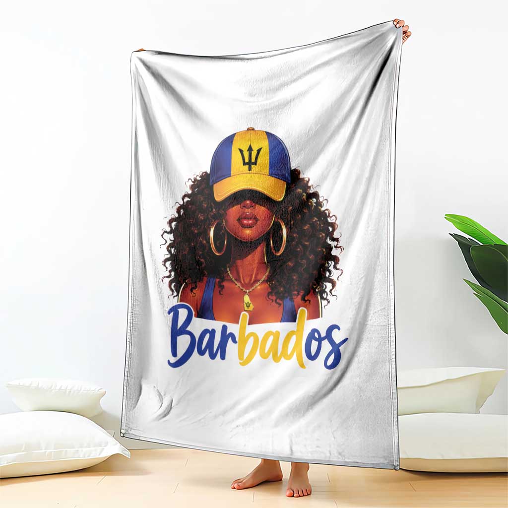 Bajan Girl Throw Blanket Barbados Flag Caribbean Heritage Pride Graphic Gift TS10 Print Your Wear