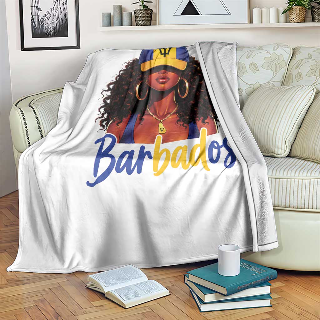 Bajan Girl Throw Blanket Barbados Flag Caribbean Heritage Pride Graphic Gift TS10 Print Your Wear